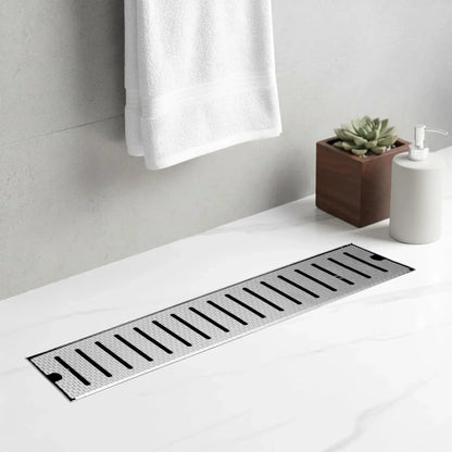 Linear (18 x 4 Inches) Honeycomb Shower Drain Channel With Side Hole  AISI 304 Stainless Steel
