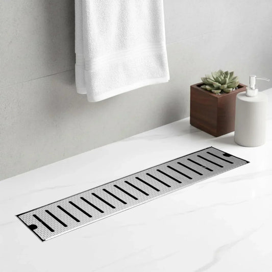 Linear (18 x 4 Inches) Honeycomb Shower Drain Channel With Side Hole  AISI 304 Stainless Steel
